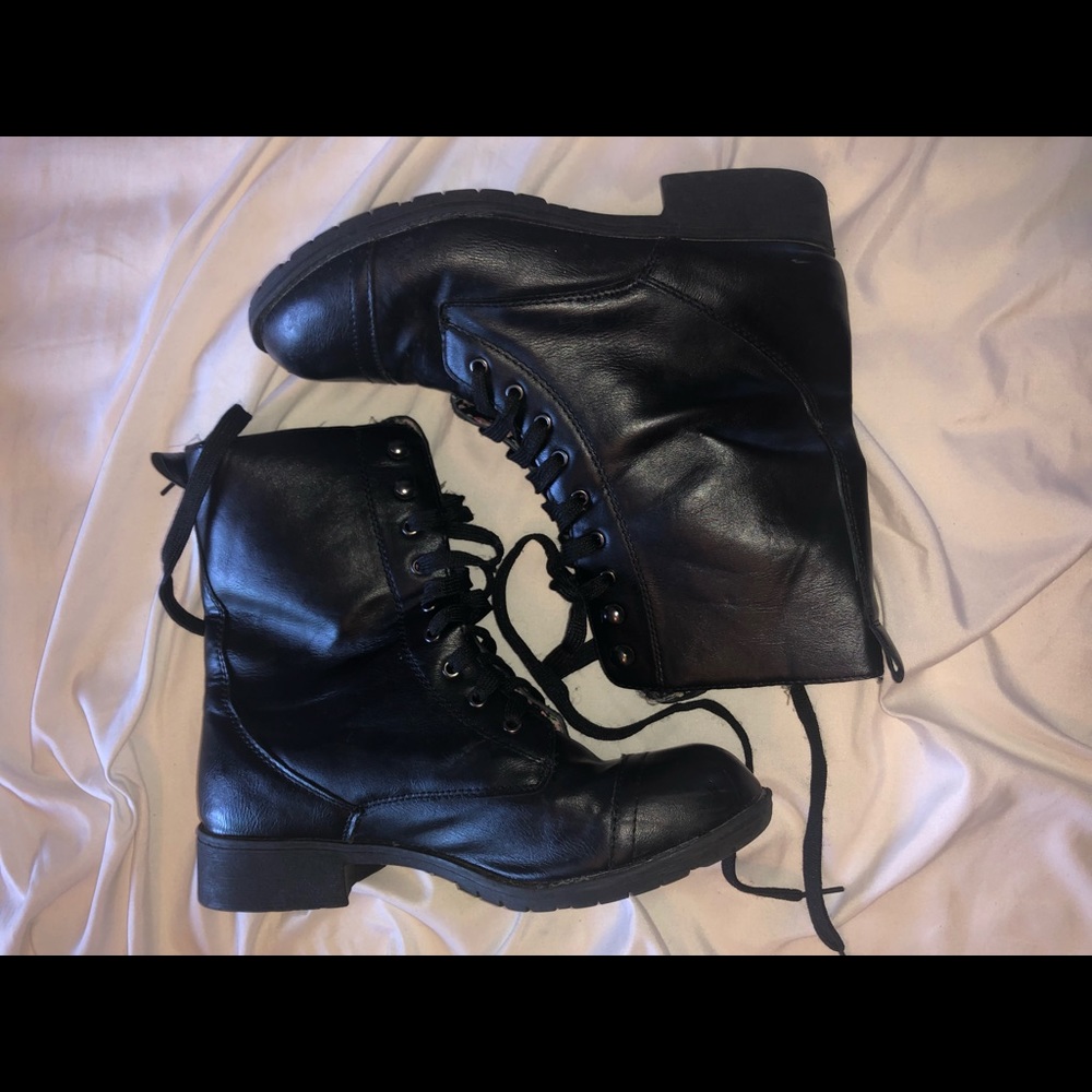 Black combat boots